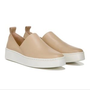 Vince Saxon Neutral wheat leather slip on sneakers size 9